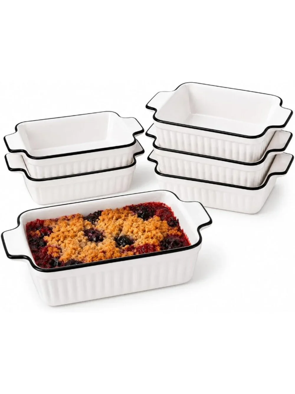 6 Pcs Small Ceramic Baking Dishes Set, 12 Oz Casserole & Lasagna Pans, Oven Safe